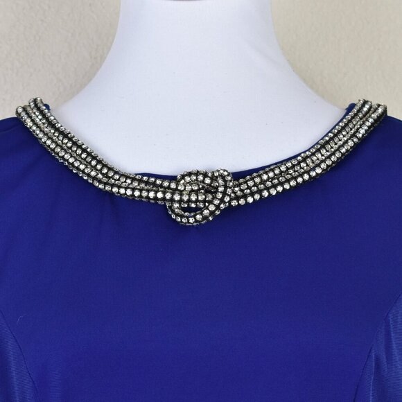 Jackie Jon Formal Embellished Rhinestone Neck Blue Dress - 10 - Picture 3 of 9